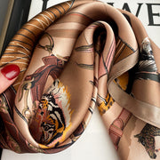 Women's 100% Silk Tiger Pattern Square Scarf | La Parisienne