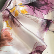 100% Silk Square Artistic Flower Decoration for Women | The Parisian