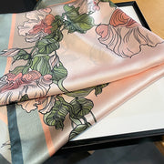 100% Silk Square Flower Pink Woman | The Parisian