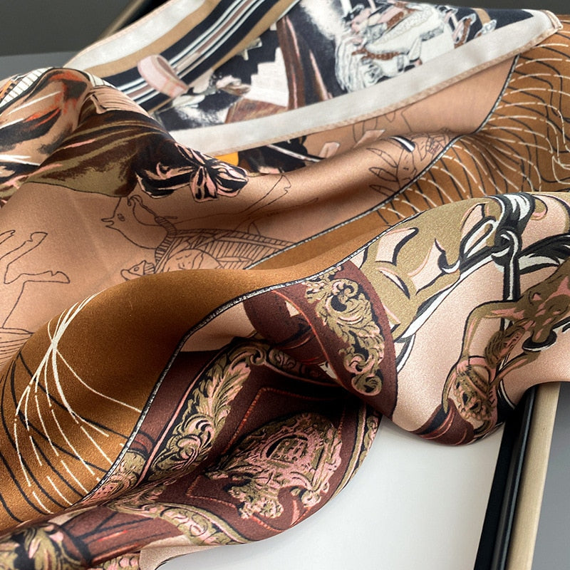 Women's 100% Silk Tiger Pattern Square Scarf | La Parisienne