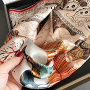 Women's 100% Silk Square Scarf with Deer Pattern | La Parisienne