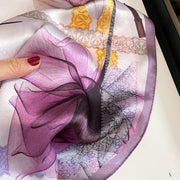 100% Silk Square Artistic Flower Decoration for Women | The Parisian