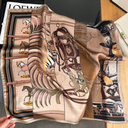 Women's 100% Silk Tiger Pattern Square Scarf | La Parisienne