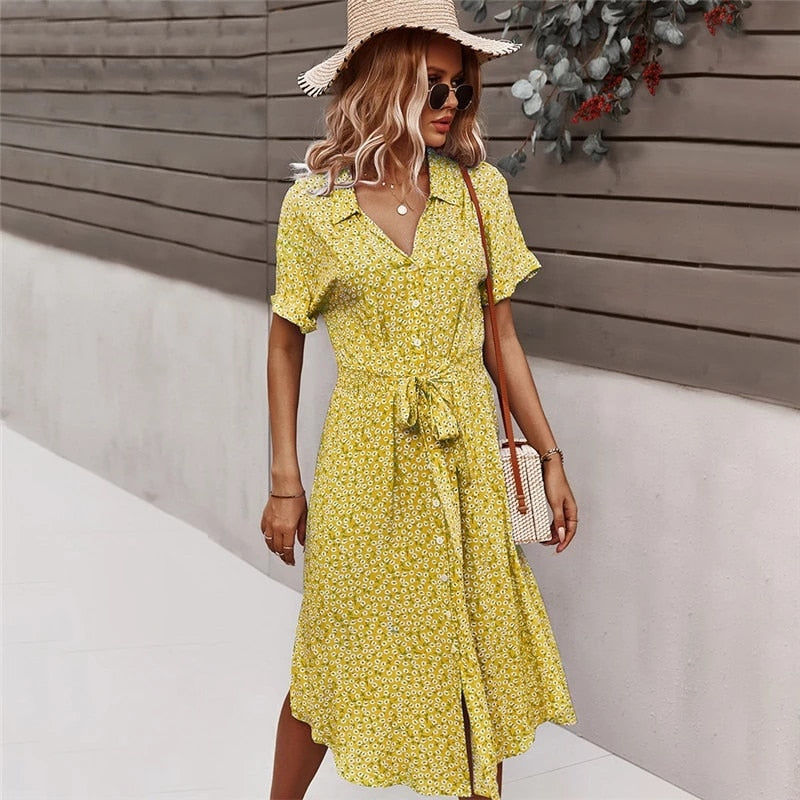 Leichtes Kleid mit Blume für Frauen || La Parisienne