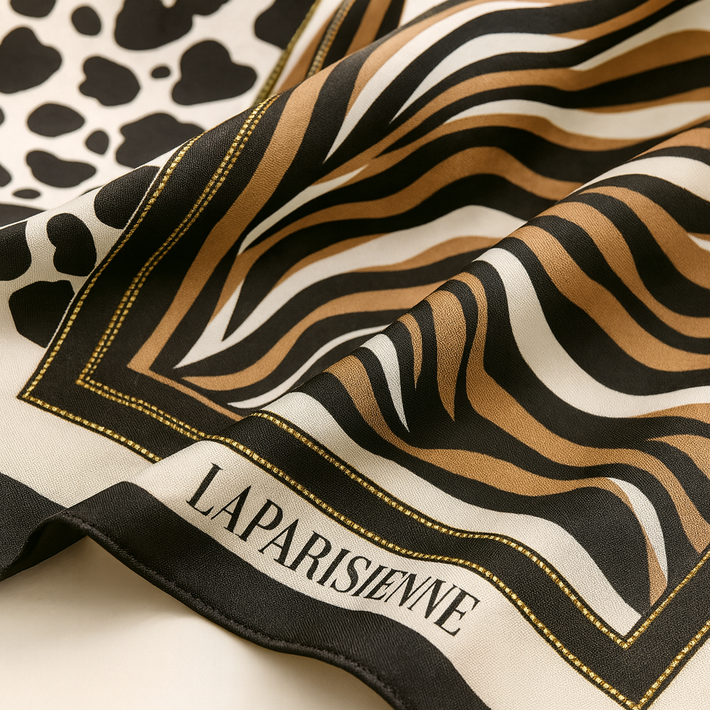 Carré aus 100% Seide Design Zebramuster Frau | La Parisienne