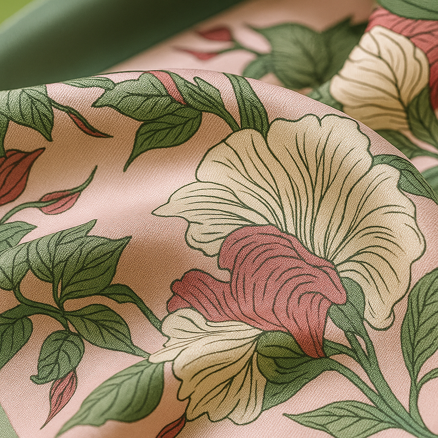 100% Silk Square Flower Pink Woman | The Parisian 