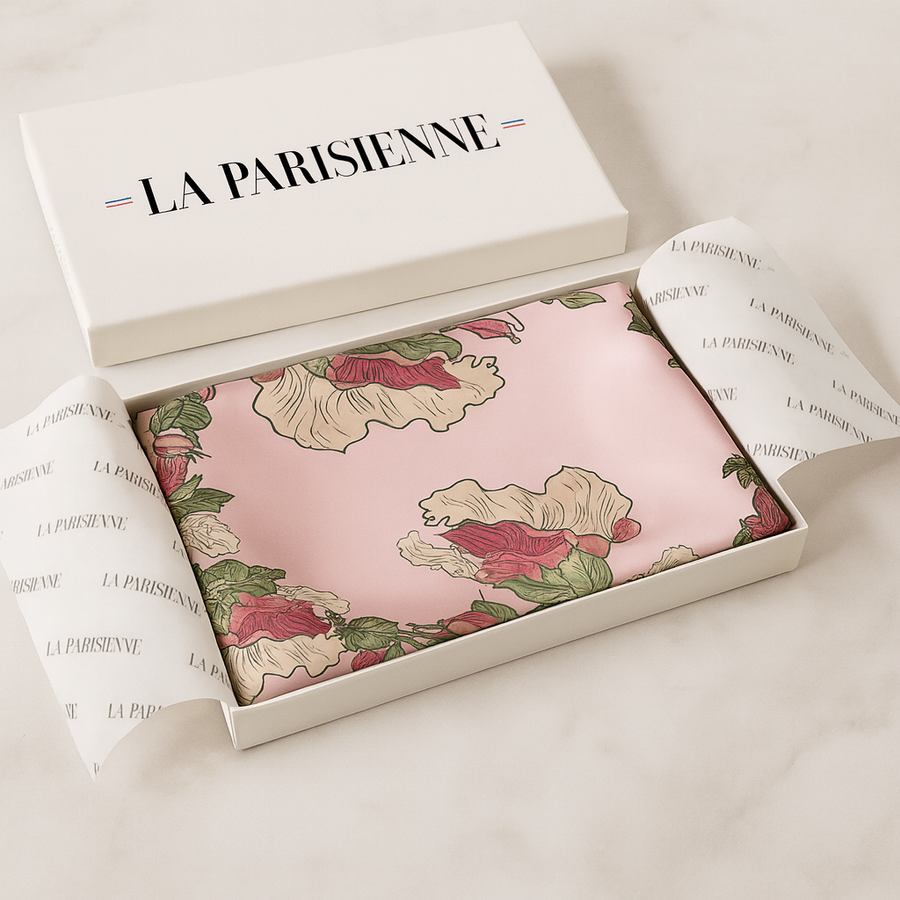 100% Silk Square Flower Pink Woman | The Parisian 