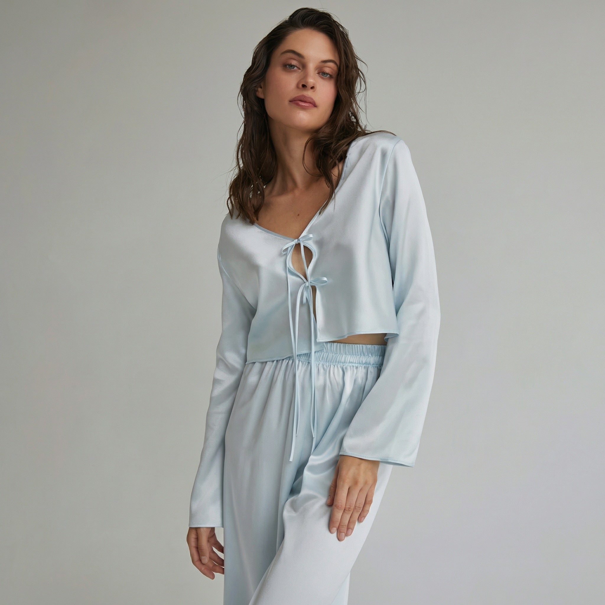 Langer Pyjama für Damen aus 100 % Maulbeerseide | La Parisienne