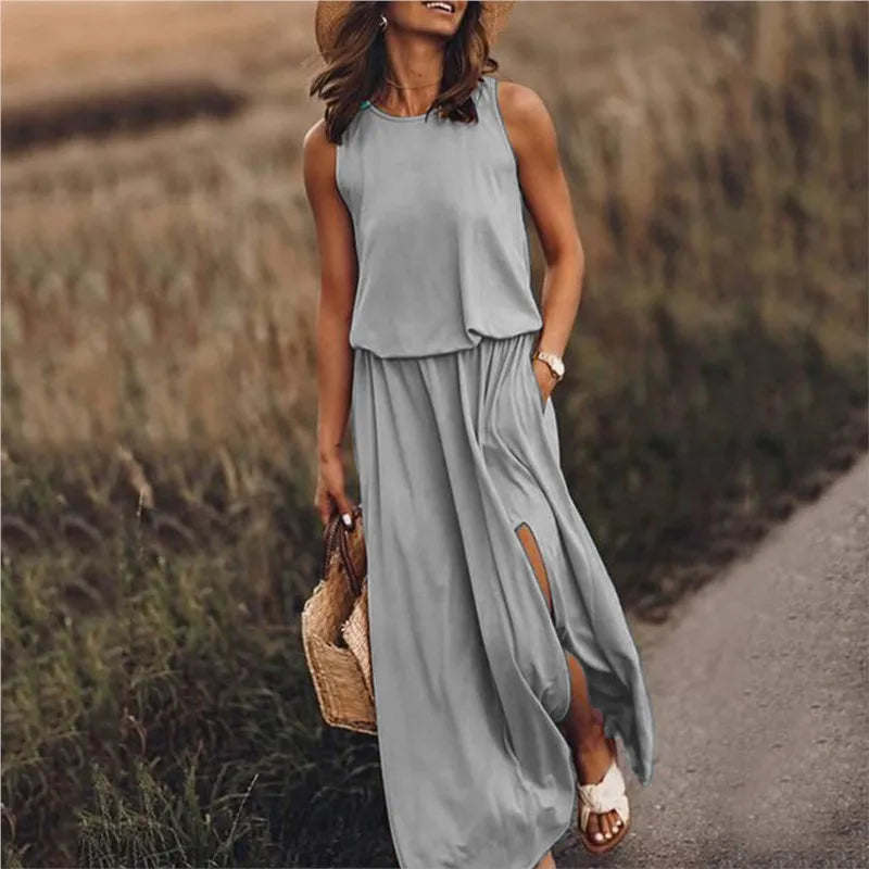 Langes ärmelloses Kleid | La Parisienne
