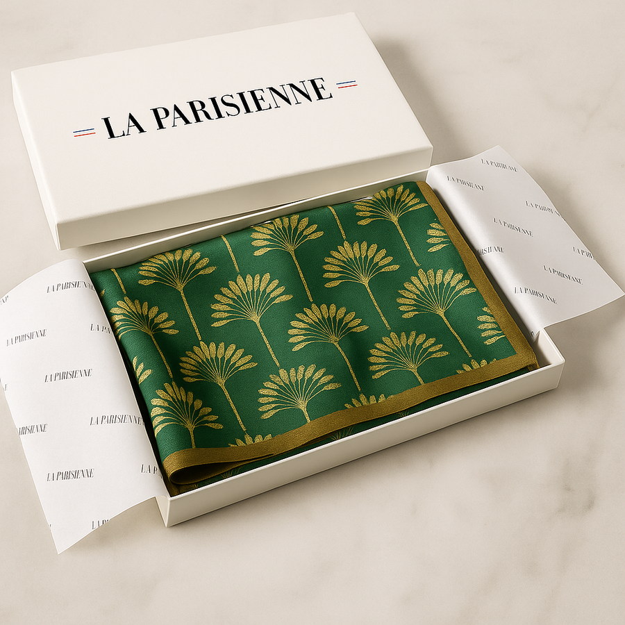 Carré 100% Seide Palmendekoration Frau | La Parisienne