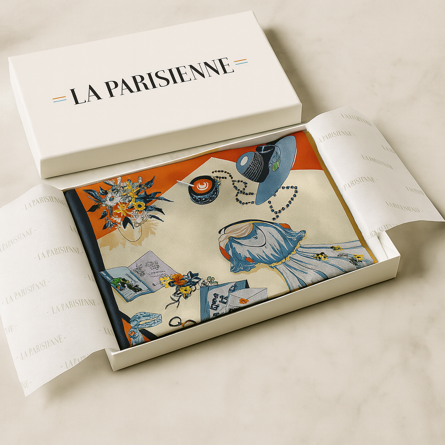 Carré aus 100% Seide für Frauen Chic mit Blumenmuster | La Parisienne