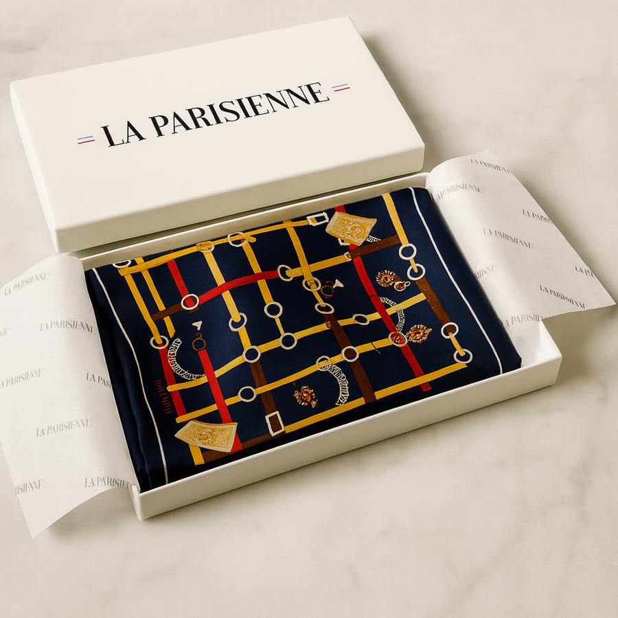 Carré aus 100% Seide in Marineblau für Damen | La Parisienne