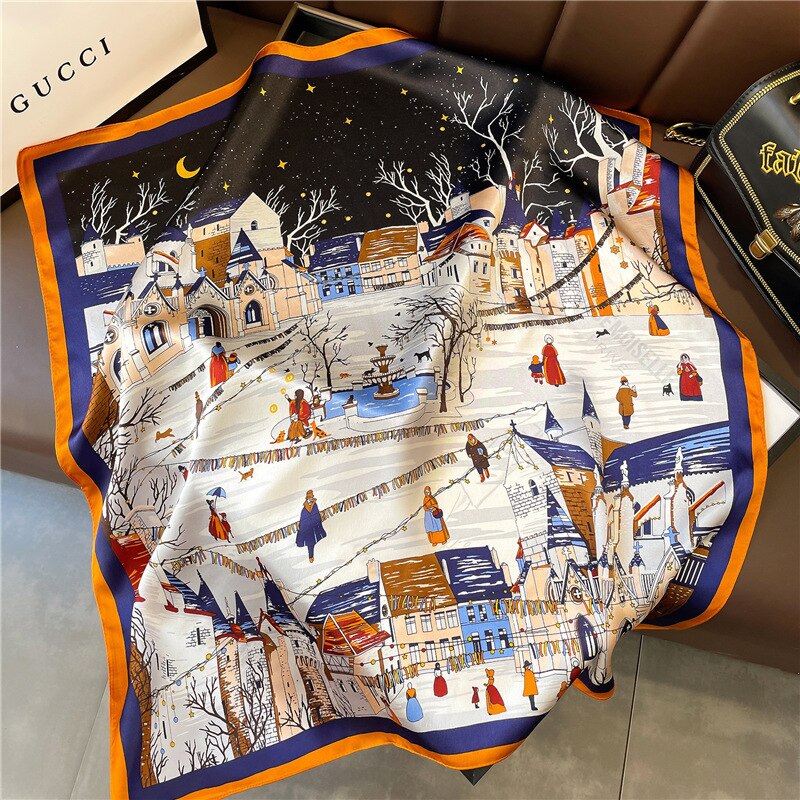 Chic Damenschal Quadrat 100% Seide | La Parisienne