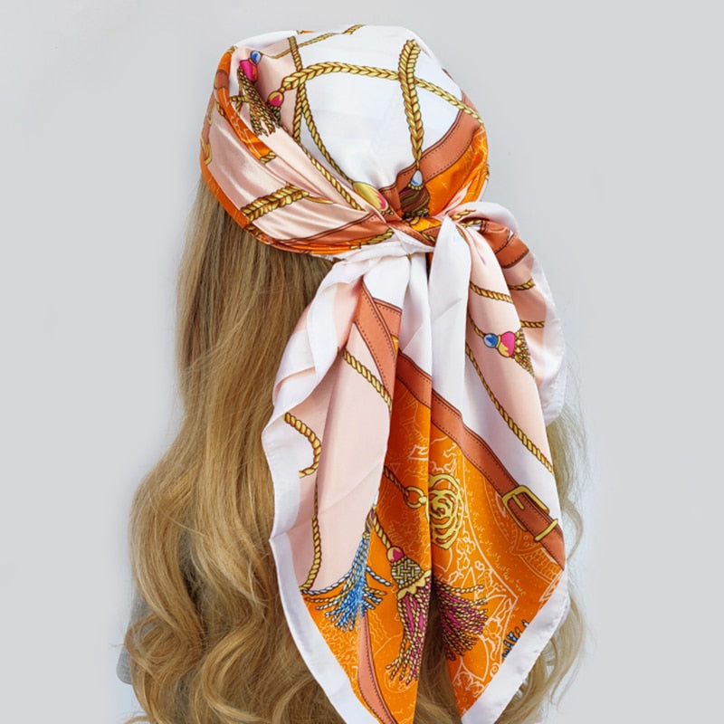 Sophisticated Square Scarf for Women Chain Decoration | The Parisian 