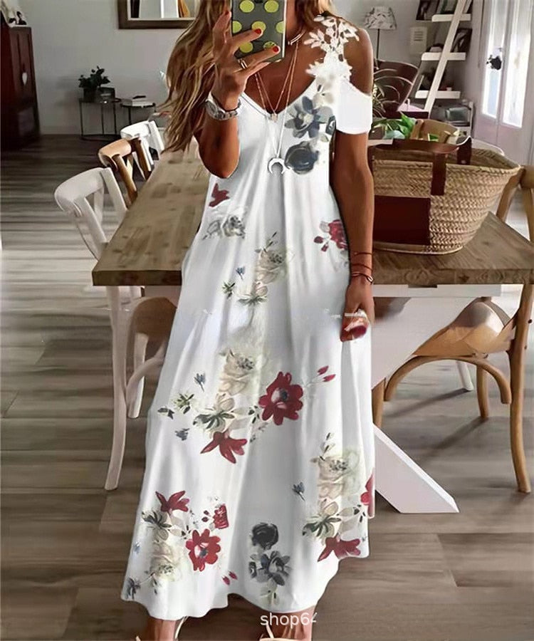 Kleid mit Blumenmuster Weiß Frau || La Parisienne